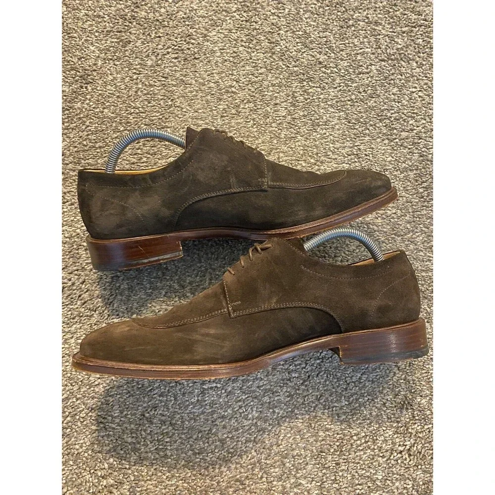 Salvatore‎ Ferragamo Men's Size 9  Dress Shoes Brown Lace Up Oxford Derby Suede